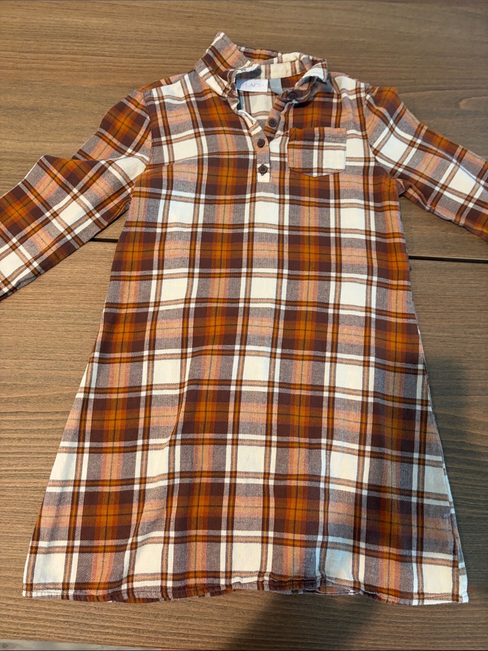 The Children's Place Plaid Flannel Dress - Brown, White, Orange